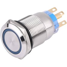 BOUTON ON/OFF INOX DIA19mm led 4P / 24V étanche