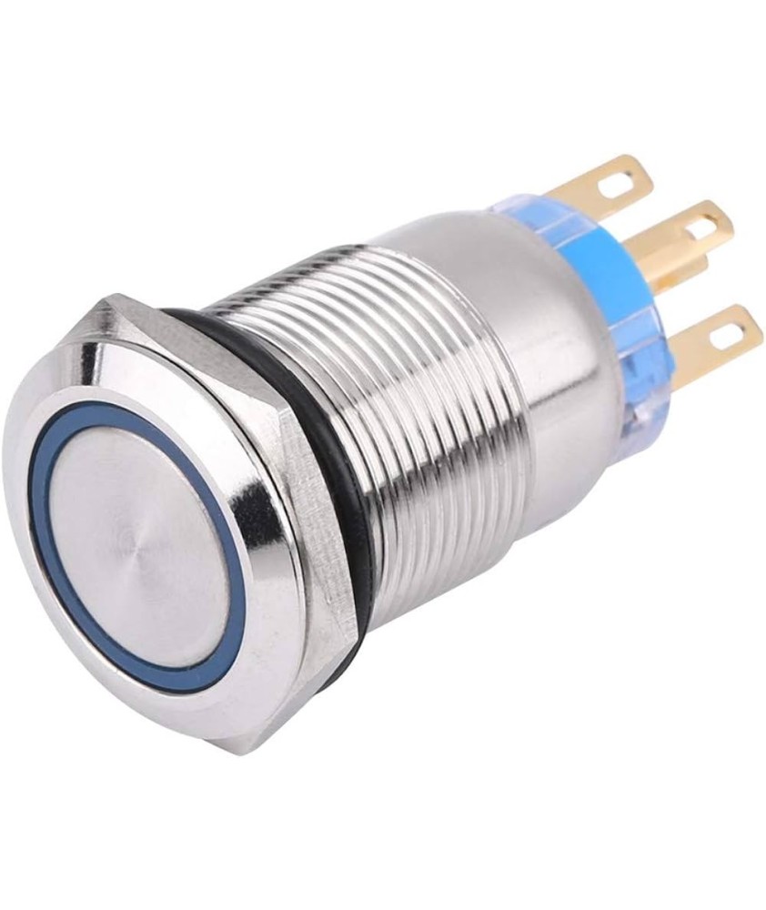 BOUTON ON/OFF INOX DIA19mm led 4P / 24V étanche BOUTON ON/OFF INOX DIA19mm led 4P / 24V étanche