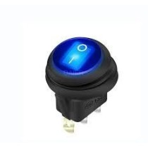 INTER PLASTIC NOIR W/P DIA16 LED BLEU ON/OFF 3P/12V 20A