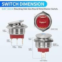 INTER INOX 22mm A BASCULE IP67 METAL ON/OFF 3P / 12V / 20A BLEU