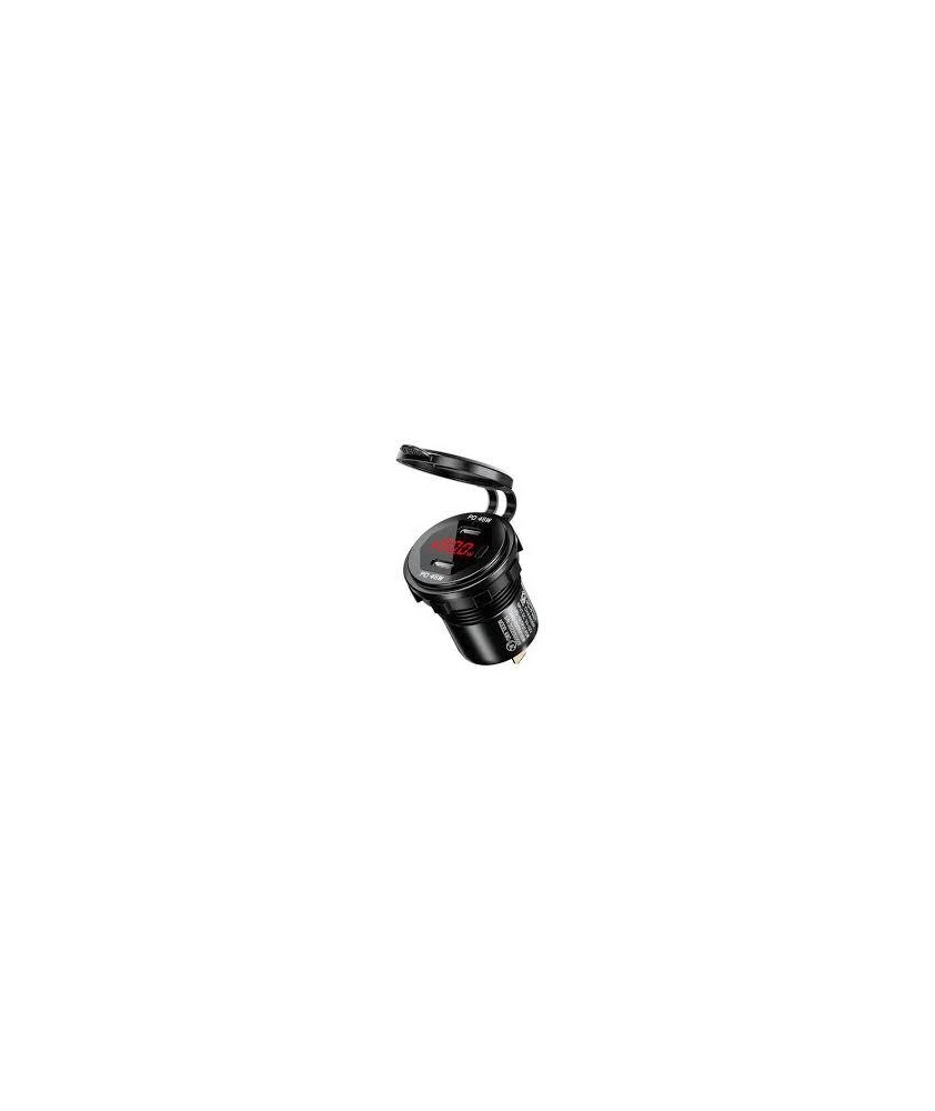 USBCX2 45W VOLTMETRE+ON/OFF ROND ETANCHE LED BLEU 12V/24V USBCX2 45W VOLTMETRE+ON/OFF ROND ETANCHE LED BLEU 12V/24V