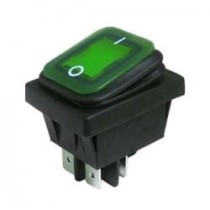 INTER CARRE PLASTIC ETANCHE LED VERT ON/OFF 6P 30A 12V