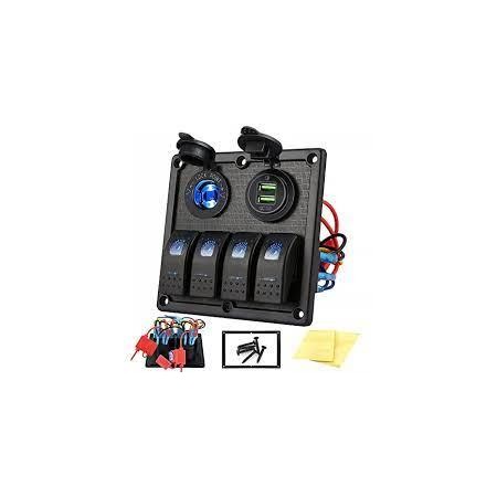 Tableau éléctrique 4 Inter+USB+allume cigare 12/24V